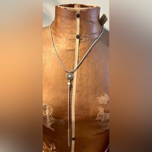 Lucky Brand Silver Necklace with Imitation Pearl. 18” with 2” extender.